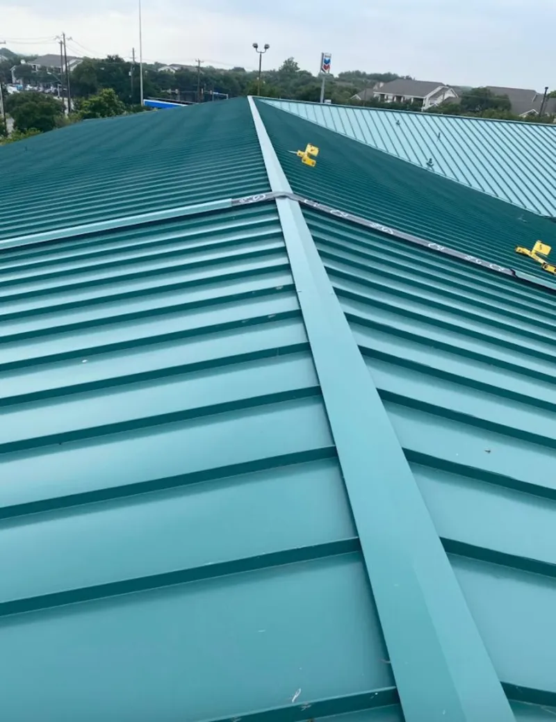 Green commercial metal roof ridge and valley for Metal Roof Repair in East Marlborough
